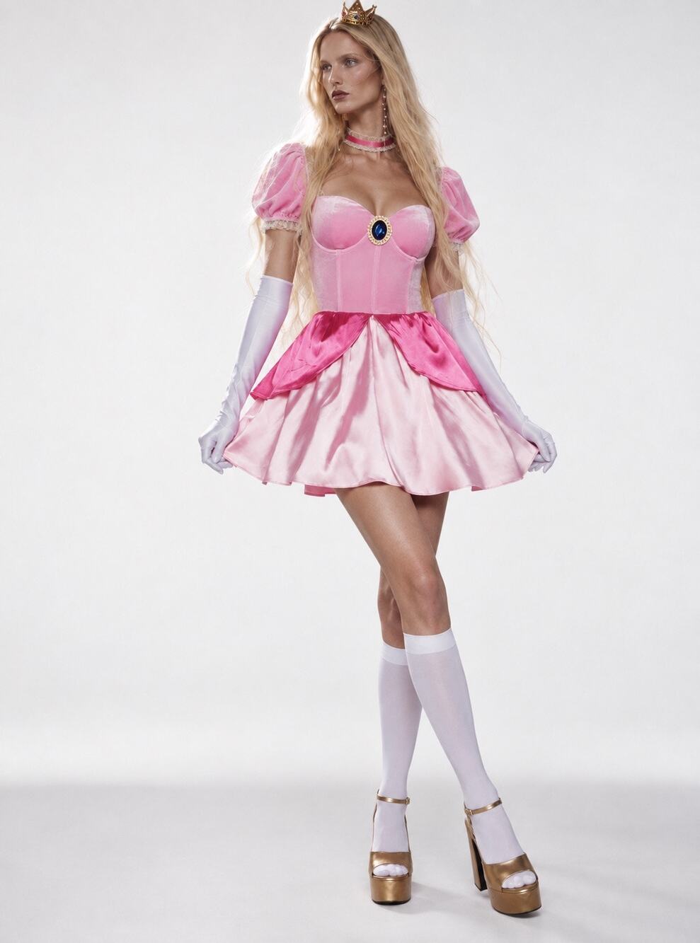 NWT Dolls Kill Trickz N' Treatz Princess Peach Costume Dress XS/S MSRP $99